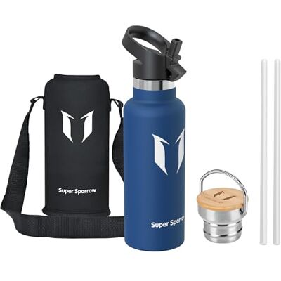 Super Sparrow Edelstahl Trinkflasche- 0.5L/0.75L/1L- Thermosflasche mit Strohhalm Wasserflasche Auslaufsicher, Thermoskanne BPA-Frei & Kalt & Heiß TwistTrail mit Trinkhalmdeckel, Ringdeckel &Sleeve Super Sparrow Edelstahl Trinkflasche- 0.5L/0.75L/1L- Thermosflasche mit Strohhalm Wasserflasche Auslaufsicher, Thermoskanne BPA-Frei & Kalt & Heiß TwistTrail mit Trinkhalmdeckel, Ringdeckel &Sleeve