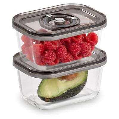 Caso VacuBoxx Eco-Duo S Vakuum-Frischebehälter / 2 Behälter mit je 500 ml/für druckempfindliche und flüssige Lebensmittel/BPA-Frei/hitzebeständig, spülmaschinenfest, gefriergeeignet Caso VacuBoxx Eco-Duo S Vakuum-Frischebehälter / 2 Behälter mit je 500 ml/für druckempfindliche und flüssige Lebensmittel/BPA-Frei/hitzebeständig, spülmaschinenfest, gefriergeeignet