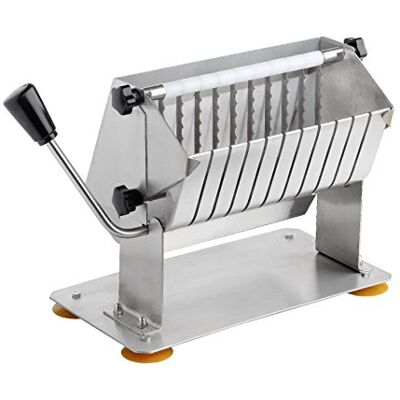 Saro Currywurstschneider – Manuell – 11 Scheiben à 18 mm – Für Würste bis 210 mm – Zerlegbar – Mit Saugnäpfen – B 340 x T 155 x H 210 mm Modell CALLAS Saro Currywurstschneider – Manuell – 11 Scheiben à 18 mm – Für Würste bis 210 mm – Zerlegbar – Mit Saugnäpfen – B 340 x T 155 x H 210 mm Modell CALLAS