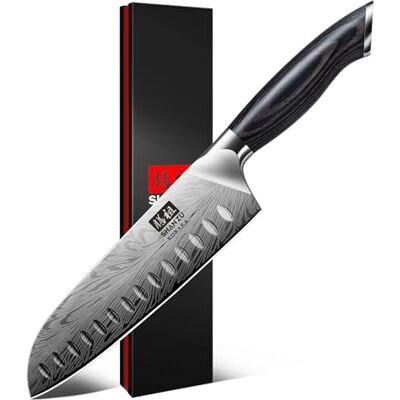 SHAN ZU Küchenmesser aus Pulverstahl, Japanisches Kochmesser Santokumesser, 18 cm Professionelle Chefmesser mit Hohem Kohlenstoffgehalt, Scharfes Küchenmesser mit Ergonomischem Pakkaholzgriff SHAN ZU Küchenmesser aus Pulverstahl, Japanisches Kochmesser Santokumesser, 18 cm Professionelle Chefmesser mit Hohem Kohlenstoffgehalt, Scharfes Küchenmesser mit Ergonomischem Pakkaholzgriff