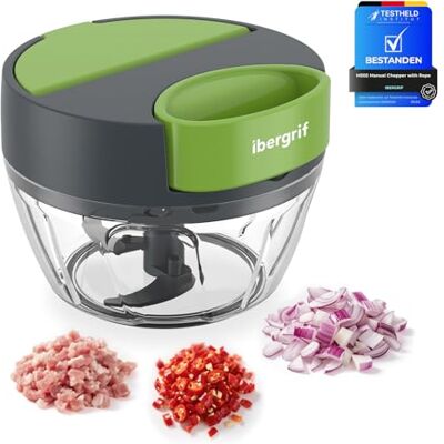Ibergrif Manueller Zwiebelschneider Multizerkleinerer mit Seilzug Multifunktionaler Gemüsezerkleinerer BPA-Frei mit Einfüllöffnung für Zwiebeln, Knoblauch, Nüsse, Obst & Fleisch Ibergrif Manueller Zwiebelschneider Multizerkleinerer mit Seilzug Multifunktionaler Gemüsezerkleinerer BPA-Frei mit Einfüllöffnung für Zwiebeln, Knoblauch, Nüsse, Obst & Fleisch