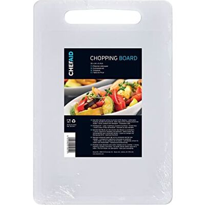 Chef Aid Schneidebrett Kunststoff Weiß 35 x 24 cm Rutschfest Spülmaschinenfest mit Griff Küchenbrett Frühstücksbrettchen Chef Aid Schneidebrett Kunststoff Weiß 35 x 24 cm Rutschfest Spülmaschinenfest mit Griff Küchenbrett Frühstücksbrettchen