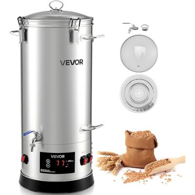 VEVOR elektrisches Bierbraugerät Bierbrauanlage Braukessel 30 L Hausgebrauch, Gehäuse aus Edelstahl 304, Maischekochgerät mit integriertem Innenfass & verstärktem Griff & Wasserhahn, Brausystem VEVOR elektrisches Bierbraugerät Bierbrauanlage Braukessel 30 L Hausgebrauch, Gehäuse aus Edelstahl 304, Maischekochgerät mit integriertem Innenfass & verstärktem Griff & Wasserhahn, Brausystem