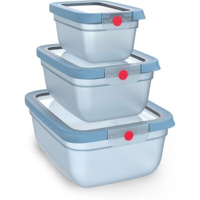 Emsa oneClick, Lebensmittelaufbewahrungsbox, One-Click-System, 2x länger frisch, 100% auslaufsicher, Made in Germany, Blue, 3-teiliges Space Saving Plus Set, 0,75 L, 1,50 L, 3,0 L, N1231400 Emsa oneClick, Lebensmittelaufbewahrungsbox, One-Click-System, 2x länger frisch, 100% auslaufsicher, Made in Germany, Blue, 3-teiliges Space Saving Plus Set, 0,75 L, 1,50 L, 3,0 L, N1231400