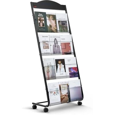 VEVOR faltbarer Prospektständer Zeitschriftenständer mit 4 Taschen, rollbarer Literaturständer Kataloghalter Schrägsteller, Buchständer Bodenaufsteller für Messe, Büroshows, Ausstellung VEVOR faltbarer Prospektständer Zeitschriftenständer mit 4 Taschen, rollbarer Literaturständer Kataloghalter Schrägsteller, Buchständer Bodenaufsteller für Messe, Büroshows, Ausstellung