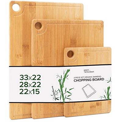 joeji's Kitchen Set mit 3 Schneidebrett Holz Robusten Bambus Schneidebretter optimal als Küchenbretter oder Holzbrett für die Küche 20x15 cm 28x22 cm & 33x22 cm joeji's Kitchen Set mit 3 Schneidebrett Holz Robusten Bambus Schneidebretter optimal als Küchenbretter oder Holzbrett für die Küche 20x15 cm 28x22 cm & 33x22 cm