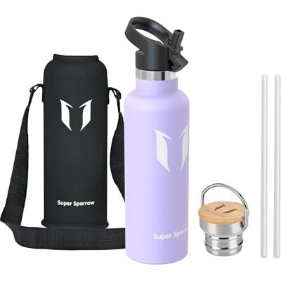 Super Sparrow Edelstahl Trinkflasche- 0.5L/0.75L/1L- Thermosflasche mit Strohhalm Wasserflasche Auslaufsicher, Thermoskanne BPA-Frei & Kalt & Heiß TwistTrail mit Trinkhalmdeckel, Ringdeckel &Sleeve Super Sparrow Edelstahl Trinkflasche- 0.5L/0.75L/1L- Thermosflasche mit Strohhalm Wasserflasche Auslaufsicher, Thermoskanne BPA-Frei & Kalt & Heiß TwistTrail mit Trinkhalmdeckel, Ringdeckel &Sleeve