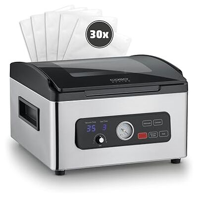 Caso VacuChef 700 Kammervakuumierer, 8L Edelstahl, starke Profi-Vakuumpumpe 70 Liter/Minute, Temperglas-Deckel, für harte/weiche/trockene/flüssige Lebensmittel Caso VacuChef 700 Kammervakuumierer, 8L Edelstahl, starke Profi-Vakuumpumpe 70 Liter/Minute, Temperglas-Deckel, für harte/weiche/trockene/flüssige Lebensmittel
