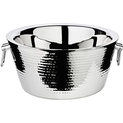 EDZARD Champagnerkühler Ontario (Ø 38 cm, H 18 cm), Edelstahl doppelwandig, gehämmert, mit Griffen, für 5 Flaschen – Sektkühler groß, Flaschenkühler, Getränkekühler, Schale für Sekt & Eiswürfel EDZARD Champagnerkühler Ontario (Ø 38 cm, H 18 cm), Edelstahl doppelwandig, gehämmert, mit Griffen, für 5 Flaschen – Sektkühler groß, Flaschenkühler, Getränkekühler, Schale für Sekt & Eiswürfel