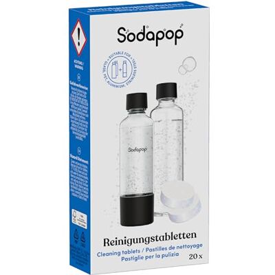 Sodapop Reinigungstabletten, 20er-Pack für Glasflaschen, PET-Flaschen, Edelstahlfaschen und Aluminiumflaschen Sodapop Reinigungstabletten, 20er-Pack für Glasflaschen, PET-Flaschen, Edelstahlfaschen und Aluminiumflaschen