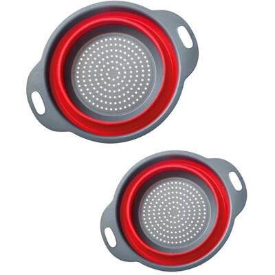 Westmark Seiher-Set, 2tlg., Faltbar, je 1x Ø 22 cm und 18,5 cm, Kunststoff, Anthrazit/Rot, 212222E6 Westmark Seiher-Set, 2tlg., Faltbar, je 1x Ø 22 cm und 18,5 cm, Kunststoff, Anthrazit/Rot, 212222E6