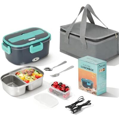 VINATO Elektrische Lunchbox 1.5L, Speisenwärmer Elektrisch 60W,Lunchbox Elektrisch,Tragbare Beheizte Lunchbox Für Auto,Lkw,Büro,Mit Gabel, Löffel, Isolierter Tragetasche VINATO Elektrische Lunchbox 1.5L, Speisenwärmer Elektrisch 60W,Lunchbox Elektrisch,Tragbare Beheizte Lunchbox Für Auto,Lkw,Büro,Mit Gabel, Löffel, Isolierter Tragetasche