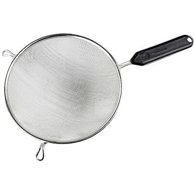 FACKELMANN Sieb Ø 20 cm – Hochwertiges Küchensieb aus doppelverzinntem Stahl für feines Sieben von Obst und Gemüse, Schwarz/Silber FACKELMANN Sieb Ø 20 cm – Hochwertiges Küchensieb aus doppelverzinntem Stahl für feines Sieben von Obst und Gemüse, Schwarz/Silber