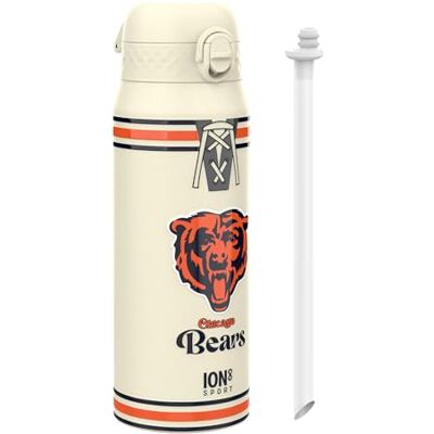 ion8 NFL Chicago Bears Trinkflasche Mit Herausnehmbarem Strohhalm, 750ml/24oz, Auslaufsichere Isolierflasche, Leicht Zu Öffnen, Sicherer Verschluss, Spülmaschinenfest, Klappdeckel, Metallflasche ion8 NFL Chicago Bears Trinkflasche Mit Herausnehmbarem Strohhalm, 750ml/24oz, Auslaufsichere Isolierflasche, Leicht Zu Öffnen, Sicherer Verschluss, Spülmaschinenfest, Klappdeckel, Metallflasche