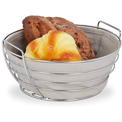 Relaxdays Brotkorb Metall, mit entnehmbarem Stoffeinsatz, rund, Frühstückskorb für Brot & Brötchen, Ø 23 cm, grau Relaxdays Brotkorb Metall, mit entnehmbarem Stoffeinsatz, rund, Frühstückskorb für Brot & Brötchen, Ø 23 cm, grau