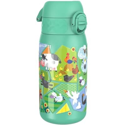 ion8 Kinder Trinkflasche, Edelstahl Leicht 400ml, Nicht Isoliert, Auslaufsicher, Einhandöffnung, Sichere Verriegelung, Spülmaschinenfest, Klappdeckel, Tragegriff, Leicht zu Reinigen, Nutztiere, ion8 Kinder Trinkflasche, Edelstahl Leicht 400ml, Nicht Isoliert, Auslaufsicher, Einhandöffnung, Sichere Verriegelung, Spülmaschinenfest, Klappdeckel, Tragegriff, Leicht zu Reinigen, Nutztiere,