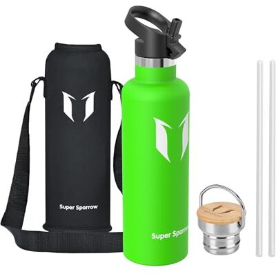 Super Sparrow Edelstahl Trinkflasche- 0.5L/0.75L/1L- Thermosflasche mit Strohhalm Wasserflasche Auslaufsicher, Thermoskanne BPA-Frei & Kalt & Heiß TwistTrail mit Trinkhalmdeckel, Ringdeckel &Sleeve Super Sparrow Edelstahl Trinkflasche- 0.5L/0.75L/1L- Thermosflasche mit Strohhalm Wasserflasche Auslaufsicher, Thermoskanne BPA-Frei & Kalt & Heiß TwistTrail mit Trinkhalmdeckel, Ringdeckel &Sleeve