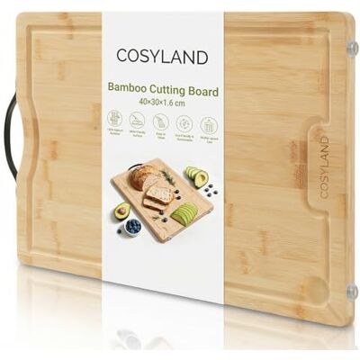 COSYLAND Schneidebrett Holz – Bambus Schneidebrett 42x30x1.6cm, Vorgeölt & Wasserabweisend, Messerfreundliches Holzbrett Küche für Fleisch, Gemüse & Brot, Wooden Cutting Board COSYLAND Schneidebrett Holz – Bambus Schneidebrett 42x30x1.6cm, Vorgeölt & Wasserabweisend, Messerfreundliches Holzbrett Küche für Fleisch, Gemüse & Brot, Wooden Cutting Board