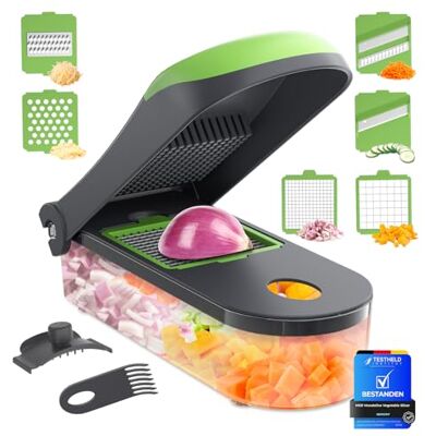 Ibergrif M521 Gemüseschneider, 6 in 1 Vegetable Chopper Multifunktionale, Gemüse Zerkleinerer Würfelschneider Slices 1200ml, BPA-Frei, Spülmaschinenfest, Gemüse Schneider for Fruits Vegetable Ibergrif M521 Gemüseschneider, 6 in 1 Vegetable Chopper Multifunktionale, Gemüse Zerkleinerer Würfelschneider Slices 1200ml, BPA-Frei, Spülmaschinenfest, Gemüse Schneider for Fruits Vegetable