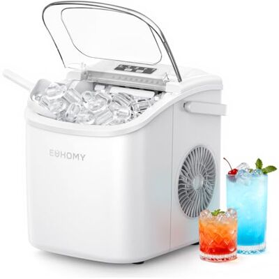 EUHOMY Eiswürfelmaschine, Eiswürfelmaschine Kleine, 9 Eiswürfel in 6 Minuten, Selbstreinigende Eiswürfelmaschine, mit Tragegriff und Eiskorb, 12 KG/Tag, Geeignet für Küche, Zuhause, Camping, RV, Weiß EUHOMY Eiswürfelmaschine, Eiswürfelmaschine Kleine, 9 Eiswürfel in 6 Minuten, Selbstreinigende Eiswürfelmaschine, mit Tragegriff und Eiskorb, 12 KG/Tag, Geeignet für Küche, Zuhause, Camping, RV, Weiß