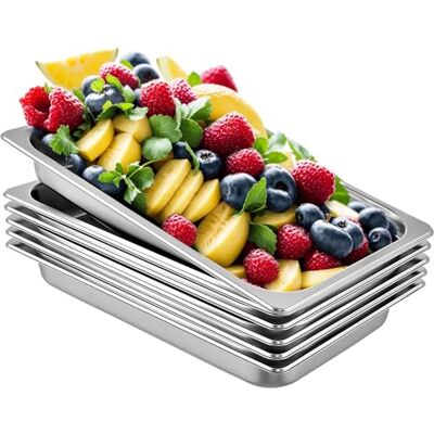 VEVOR Mophorn GN 1/1 Gastronormbehälter, Edelstahl Behälter 6 Stück, 528 x 330 x 65 mm Speisebehälter, Antihaft Teller, kommerzieller Warmhaltebehälter für Speisen, Torten, Hotelpfanne Tisch Food Pan VEVOR Mophorn GN 1/1 Gastronormbehälter, Edelstahl Behälter 6 Stück, 528 x 330 x 65 mm Speisebehälter, Antihaft Teller, kommerzieller Warmhaltebehälter für Speisen, Torten, Hotelpfanne Tisch Food Pan