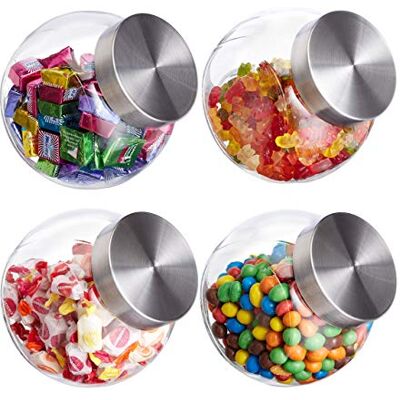 Relaxdays Bonbongläser, 4er Set, 1,5 L, Vorratsgläser für Süßigkeiten, Lebensmittel, Candy Bar, Edelstahl-Deckel, klar Relaxdays Bonbongläser, 4er Set, 1,5 L, Vorratsgläser für Süßigkeiten, Lebensmittel, Candy Bar, Edelstahl-Deckel, klar