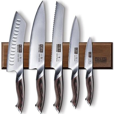 HOSHANHO Messerset 6 Teilig, Ultra Scharfes Küchenmesserset mit Magnetischer Messerhalter, Profi Hochwertigem Carbon Stahl Kochmesserset, Ergonomischer Pakkaholzgriff HOSHANHO Messerset 6 Teilig, Ultra Scharfes Küchenmesserset mit Magnetischer Messerhalter, Profi Hochwertigem Carbon Stahl Kochmesserset, Ergonomischer Pakkaholzgriff