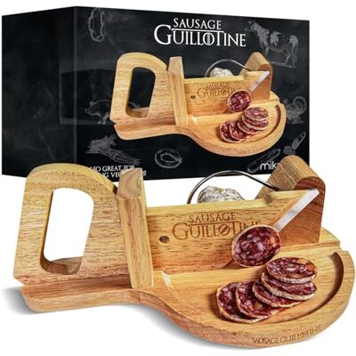 mikamax , Wurstschneider Guillotine für Zuhause, schnelle und gleichmäßige Wurstscheiben, scharfe Messer, aus massivem Holz, Holzfarbe, Guillotine, Currywurstschneider mikamax , Wurstschneider Guillotine für Zuhause, schnelle und gleichmäßige Wurstscheiben, scharfe Messer, aus massivem Holz, Holzfarbe, Guillotine, Currywurstschneider