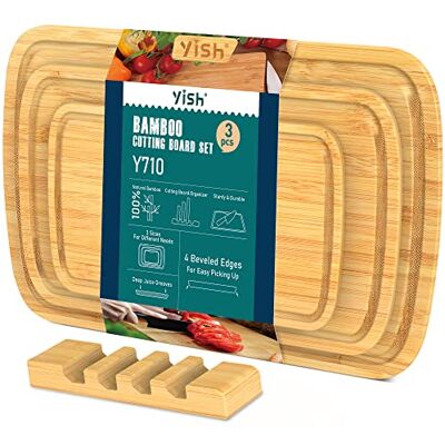 YISH Schneidebrett Holzbrett Brettchen Bambus Küche: Bambus Schneidebrett Frühstücksbrettchen Holz mit Saftrille Holzbrett Groß Massiv küchenbrett Schneidebretter 3er Set 38x25cm 33x20cm 25x15cm YISH Schneidebrett Holzbrett Brettchen Bambus Küche: Bambus Schneidebrett Frühstücksbrettchen Holz mit Saftrille Holzbrett Groß Massiv küchenbrett Schneidebretter 3er Set 38x25cm 33x20cm 25x15cm