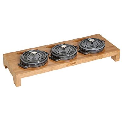 STAUB Servierbrett in Bambus-Optik, Für 3 Mini-Cocottes 10 cm, Recheckig 42 x 16 x 5 cm, Holz, Hell-Braun STAUB Servierbrett in Bambus-Optik, Für 3 Mini-Cocottes 10 cm, Recheckig 42 x 16 x 5 cm, Holz, Hell-Braun