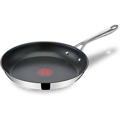 Tefal Jamie Oliver Cook's Direct On Bratpfanne 28 cm, Thermo-Signal Edelstahlpfanne Induktion, Titanium-Antihaftbeschichtung, backofenfest, Edelstahl, genieteter Griff, E3040644 Tefal Jamie Oliver Cook's Direct On Bratpfanne 28 cm, Thermo-Signal Edelstahlpfanne Induktion, Titanium-Antihaftbeschichtung, backofenfest, Edelstahl, genieteter Griff, E3040644