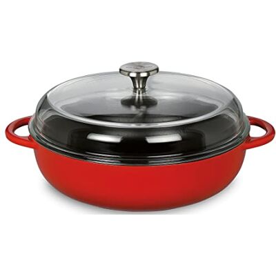 KÜCHENPROFI PROVENCE Gusseisenpfanne rund, emailliert, 28 cm, classic red Bauernpfanne, emailliertes Gusseisen, für alle Herdarten inkl. Induktion, hoher Glasdeckel, innen schwarz KÜCHENPROFI PROVENCE Gusseisenpfanne rund, emailliert, 28 cm, classic red Bauernpfanne, emailliertes Gusseisen, für alle Herdarten inkl. Induktion, hoher Glasdeckel, innen schwarz