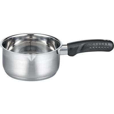 ELO Stielkasserolle Turmalin 16 cm, Edelstahl Induktion, Literskala Öl-Dosiersystem, Volumenskala, Kapsel-Sandwich-Boden, Kunststoffknopf mit Fingerschutzplatte ELO Stielkasserolle Turmalin 16 cm, Edelstahl Induktion, Literskala Öl-Dosiersystem, Volumenskala, Kapsel-Sandwich-Boden, Kunststoffknopf mit Fingerschutzplatte
