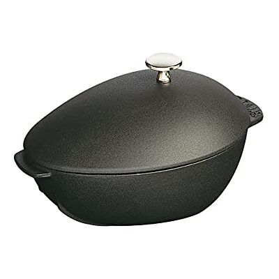 STAUB Muscheltopf aus Gusseisen mit Deckel, 25 cm, 2,0 L, Für alle Herdarten, Induktion und Backofen, Made in France, Schwarz STAUB Muscheltopf aus Gusseisen mit Deckel, 25 cm, 2,0 L, Für alle Herdarten, Induktion und Backofen, Made in France, Schwarz