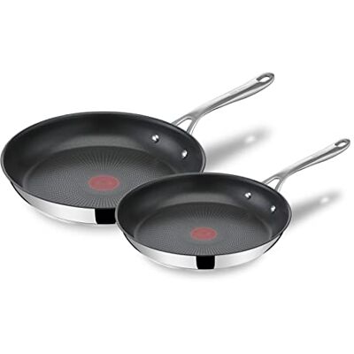 Tefal Jamie Oliver Cook's Direct On Pfannenset 24/28 cm, Bratpfanne Induktion, Antihaft, backofenfest, für alle Herdarten geeignet, genieteter Griff, E304S244 Tefal Jamie Oliver Cook's Direct On Pfannenset 24/28 cm, Bratpfanne Induktion, Antihaft, backofenfest, für alle Herdarten geeignet, genieteter Griff, E304S244