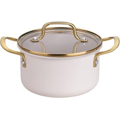 FACKELMANN x Pamela Reif Kochtopf mit Deckel Ø 16 cm – Aus recyceltem Aluminium, Pastell-Beige, 1700ml, Für Gas-, Ceran- und Elektroherde, Nicht Induktionsgeeignet PFAS-freie Antihaftbeschichtung FACKELMANN x Pamela Reif Kochtopf mit Deckel Ø 16 cm – Aus recyceltem Aluminium, Pastell-Beige, 1700ml, Für Gas-, Ceran- und Elektroherde, Nicht Induktionsgeeignet PFAS-freie Antihaftbeschichtung