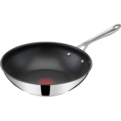 Tefal Jamie Oliver Cook's Direct On Wokpfanne, 28 cm, langlebige Antihaftversiegelung, Thermo-Signal, genieteter Griff, induktionsgeeignet, Edelstahl, E3041934 Tefal Jamie Oliver Cook's Direct On Wokpfanne, 28 cm, langlebige Antihaftversiegelung, Thermo-Signal, genieteter Griff, induktionsgeeignet, Edelstahl, E3041934