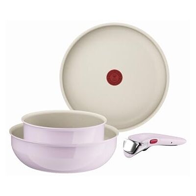Tefal Ingenio Serenity L8304S04 Kochgeschirr, 4-teilig, Wok-Edition, Antihaftbeschichtung, sicherer abnehmbarer Griff, stapelbares Design, Pink Clay Tefal Ingenio Serenity L8304S04 Kochgeschirr, 4-teilig, Wok-Edition, Antihaftbeschichtung, sicherer abnehmbarer Griff, stapelbares Design, Pink Clay