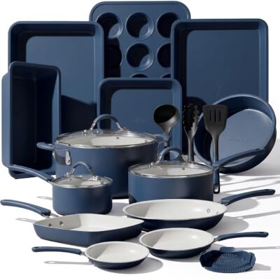 NutriChef Topf- und Pfannenset Induktion 20-teilig Marineblau – Antihaft-Kochgeschirr mit Deckeln und Backformen PFOA-frei, für gesundes Kochen und Backen, für alle Herdarten NutriChef Topf- und Pfannenset Induktion 20-teilig Marineblau – Antihaft-Kochgeschirr mit Deckeln und Backformen PFOA-frei, für gesundes Kochen und Backen, für alle Herdarten