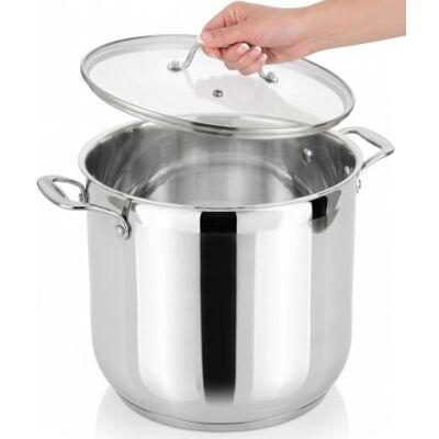 NutriChef Edelstahl Kochtopf 14 L mit Glasdeckel Induktion & Gas geeignet Großer 18/8 Suppentopf & Nudeltopf Hitzebeständig bis 260 °C Für alle Herdarten, Silver NutriChef Edelstahl Kochtopf 14 L mit Glasdeckel Induktion & Gas geeignet Großer 18/8 Suppentopf & Nudeltopf Hitzebeständig bis 260 °C Für alle Herdarten, Silver