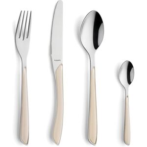 Kuppels PRISMA Besteck Set 6 Personen 24-teilig Baumwollweiß, 18/0 Edelstahl Wellenschliff Messer, Gabel, Löffel, Kaffeelöffel, mattierte farbige Kunststoffgriffe, Rostfrei, Spülmaschinenfest Kuppels PRISMA Besteck Set 6 Personen 24-teilig Baumwollweiß, 18/0 Edelstahl Wellenschliff Messer, Gabel, Löffel, Kaffeelöffel, mattierte farbige Kunststoffgriffe, Rostfrei, Spülmaschinenfest
