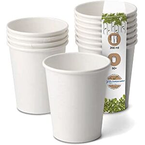 GREENBOX Bio Pappbecher I Einweggeschirr Trinkbecher Papierbecher kompostierbare und biologisch abbaubare Becher I weiße, unbedruckte, umweltfreundliche Kaffeebecher 50 Stück 200ml 8oz GREENBOX Bio Pappbecher I Einweggeschirr Trinkbecher Papierbecher kompostierbare und biologisch abbaubare Becher I weiße, unbedruckte, umweltfreundliche Kaffeebecher 50 Stück 200ml 8oz
