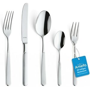 Amefa SATINA Besteckset 12 Personen, Besteck Set 60-teilig, Spülmaschinenfest, Besteck Rostfrei 18/10 Edelstahl, Spezial-Wellenschliff, Gehärteter Klingenstahl Amefa SATINA Besteckset 12 Personen, Besteck Set 60-teilig, Spülmaschinenfest, Besteck Rostfrei 18/10 Edelstahl, Spezial-Wellenschliff, Gehärteter Klingenstahl