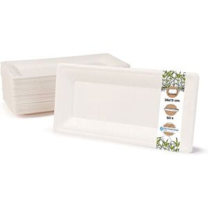 GREENBOX Einweggeschirr Zuckerrohr Einwegteller kompostierbar I 50 Stück Partyteller rechteckig 26 x 13 cm weiß I biologisch abbaubare Teller aus Zuckerrohr für Vorspeisen Häppchen Antipasti Steak GREENBOX Einweggeschirr Zuckerrohr Einwegteller kompostierbar I 50 Stück Partyteller rechteckig 26 x 13 cm weiß I biologisch abbaubare Teller aus Zuckerrohr für Vorspeisen Häppchen Antipasti Steak