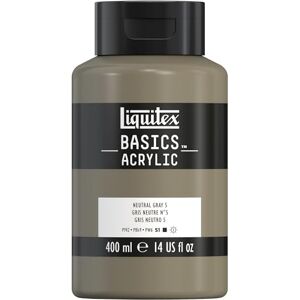 Liquitex 8870334 Basics Acrylfarbe, monopigmentierte Künstlerpigmente, lichtecht, mittlere Viskosität, Archivqualität, seidenglänzender Finish, 400ml Flasche Neutralgrau Nr. 5 Liquitex 8870334 Basics Acrylfarbe, monopigmentierte Künstlerpigmente, lichtecht, mittlere Viskosität, Archivqualität, seidenglänzender Finish, 400ml Flasche Neutralgrau Nr. 5