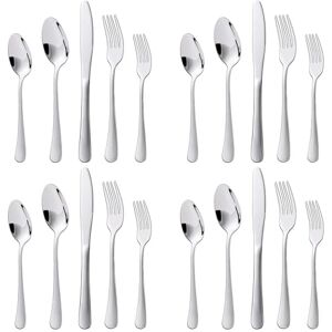 KitchenBoss Besteck Set 4 Personen: Besteckset 20 Teilig, Cutlery Set, Edelstahl Besteck, Essbesteck, Spülmaschinenfest Silber KitchenBoss Besteck Set 4 Personen: Besteckset 20 Teilig, Cutlery Set, Edelstahl Besteck, Essbesteck, Spülmaschinenfest Silber