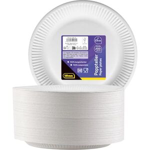 Idena 50160 Partyteller Weiß, 200 Stück, ⌀ 23 cm, FSC Zertifiziert, 100% kompostierbarer Pappteller, für Partys, Grillen und Picknick Idena 50160 Partyteller Weiß, 200 Stück, ⌀ 23 cm, FSC Zertifiziert, 100% kompostierbarer Pappteller, für Partys, Grillen und Picknick