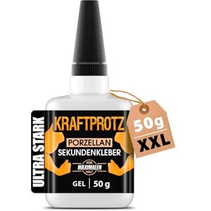 KRAFTPROTZ Sekundenkleber Gel für Keramik & Porzellan extra stark – XXL 50 g Superkleber – spülmaschinenfest, hitzebeständig – Anti-Austrocknungs-Spitze – Porzellankleber für Ton, Stein, Geschirr KRAFTPROTZ Sekundenkleber Gel für Keramik & Porzellan extra stark – XXL 50 g Superkleber – spülmaschinenfest, hitzebeständig – Anti-Austrocknungs-Spitze – Porzellankleber für Ton, Stein, Geschirr
