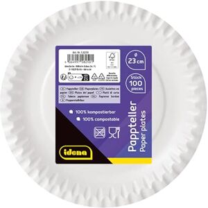 IDENA 58250 - Biologisch abbaubare Pappteller - 23cm - 100 stk IDENA 58250 - Biologisch abbaubare Pappteller - 23cm - 100 stk