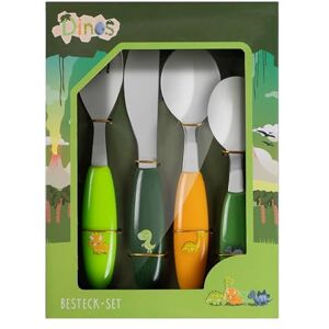 p:os Kinder-Besteckset 4-tlg. aus Edelstahl mit Dino-Motiv – Messer, Gabel, großer Löffel & Teelöffel – rutschfeste Kunststoffgriffe in 4 Farben – ideales Lernbesteck für Jungen & Mädchen p:os Kinder-Besteckset 4-tlg. aus Edelstahl mit Dino-Motiv – Messer, Gabel, großer Löffel & Teelöffel – rutschfeste Kunststoffgriffe in 4 Farben – ideales Lernbesteck für Jungen & Mädchen